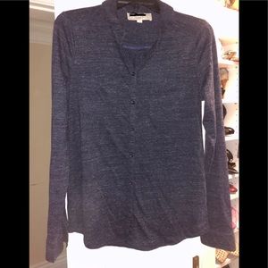 Loft Salt and peppered blue button down tee